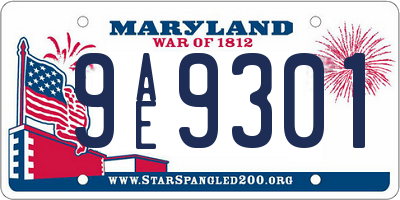 MD license plate 9AE9301
