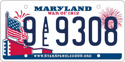 MD license plate 9AE9308