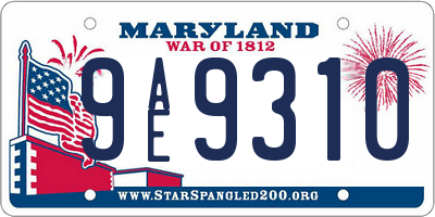 MD license plate 9AE9310