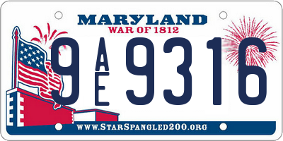 MD license plate 9AE9316