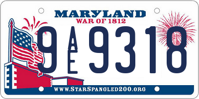 MD license plate 9AE9318