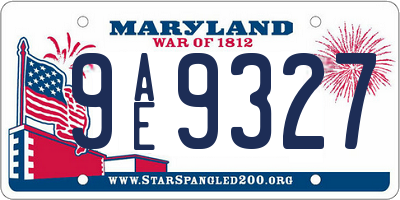 MD license plate 9AE9327