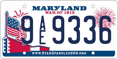MD license plate 9AE9336