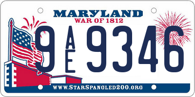 MD license plate 9AE9346
