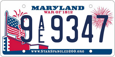 MD license plate 9AE9347
