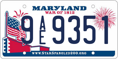 MD license plate 9AE9351