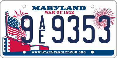 MD license plate 9AE9353