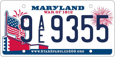 MD license plate 9AE9355