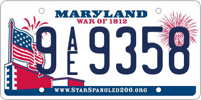 MD license plate 9AE9358