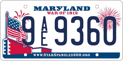 MD license plate 9AE9360