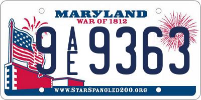 MD license plate 9AE9363