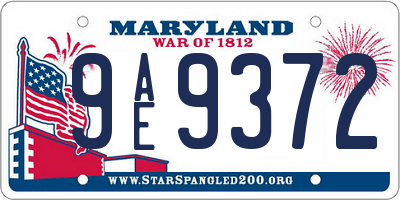 MD license plate 9AE9372