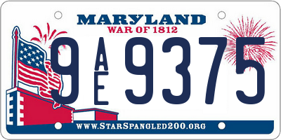 MD license plate 9AE9375