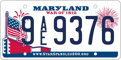 MD license plate 9AE9376