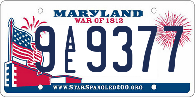 MD license plate 9AE9377