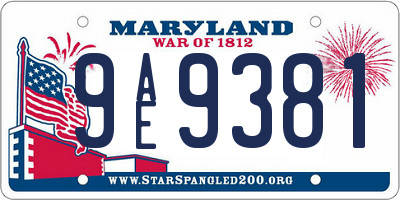 MD license plate 9AE9381