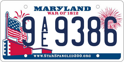 MD license plate 9AE9386