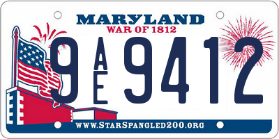 MD license plate 9AE9412