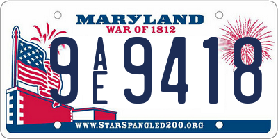 MD license plate 9AE9418