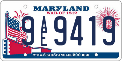 MD license plate 9AE9419