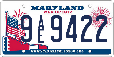 MD license plate 9AE9422