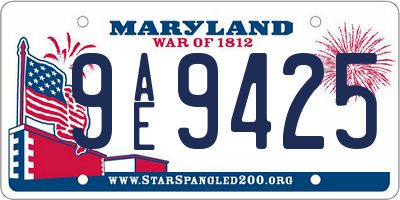 MD license plate 9AE9425