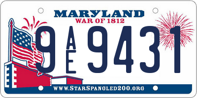 MD license plate 9AE9431
