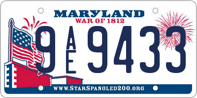 MD license plate 9AE9433