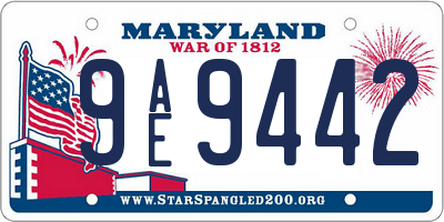 MD license plate 9AE9442