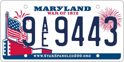 MD license plate 9AE9443