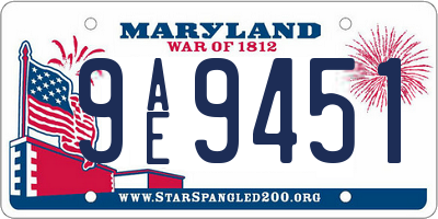 MD license plate 9AE9451