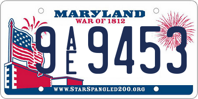 MD license plate 9AE9453