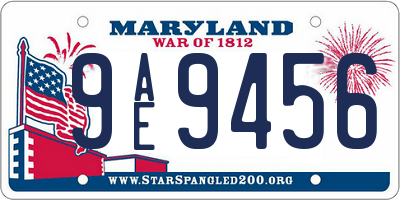 MD license plate 9AE9456