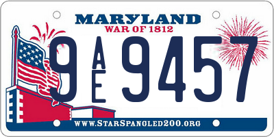 MD license plate 9AE9457
