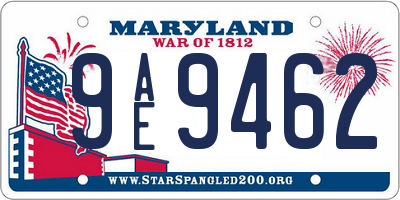 MD license plate 9AE9462