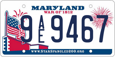 MD license plate 9AE9467