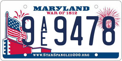 MD license plate 9AE9478