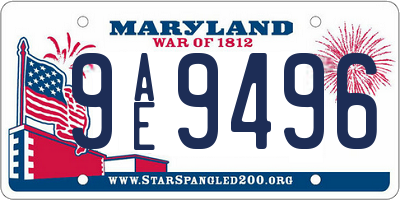 MD license plate 9AE9496