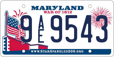 MD license plate 9AE9543