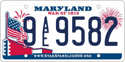 MD license plate 9AE9582