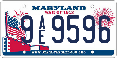 MD license plate 9AE9596