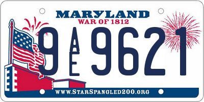 MD license plate 9AE9621