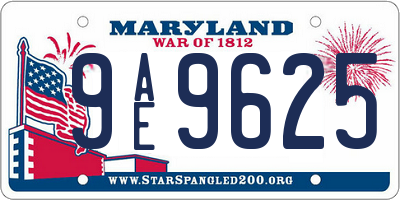 MD license plate 9AE9625