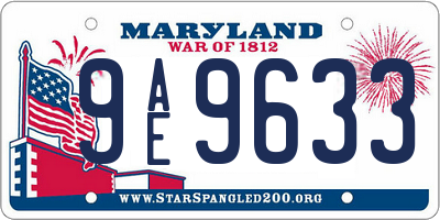 MD license plate 9AE9633