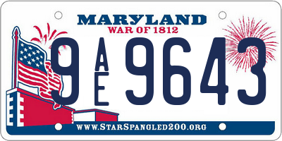 MD license plate 9AE9643
