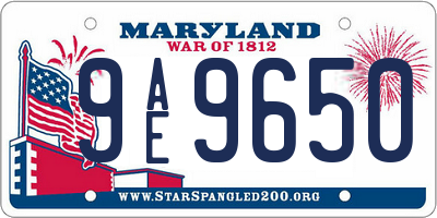 MD license plate 9AE9650