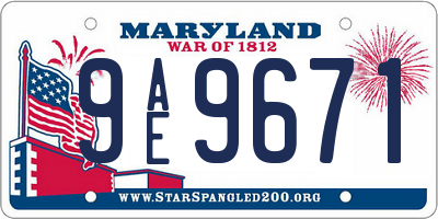 MD license plate 9AE9671