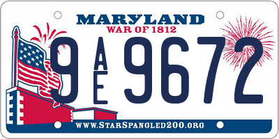 MD license plate 9AE9672