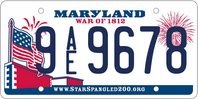 MD license plate 9AE9678