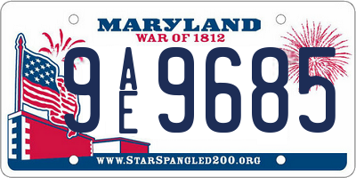 MD license plate 9AE9685